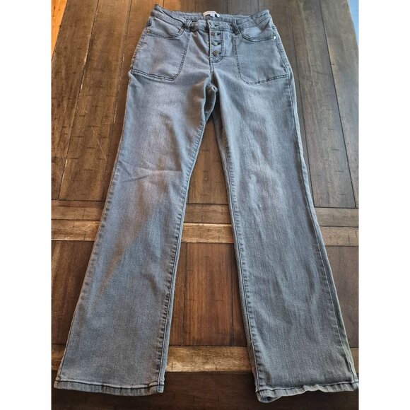 Daily Thread Gray High-Rise Wide-Leg Jeans Size 10 - Picture 1 of 6